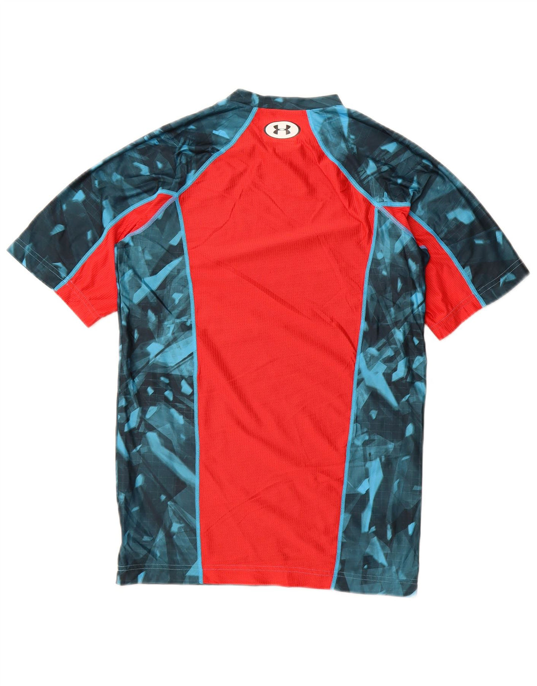 Camiseta masculina Under ARMOR Heat Gear top pequeno azul geométrico de poliéster