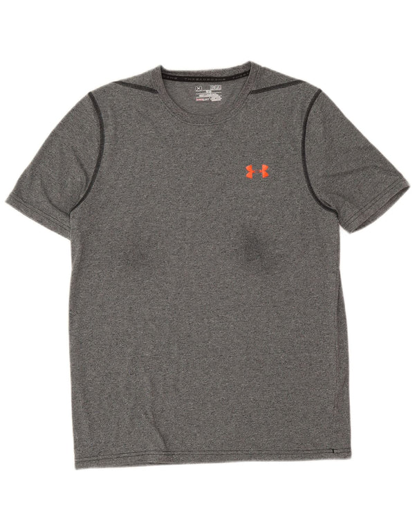 Camiseta masculina Under Armour Heat Gear Top médio azul marinho manchado