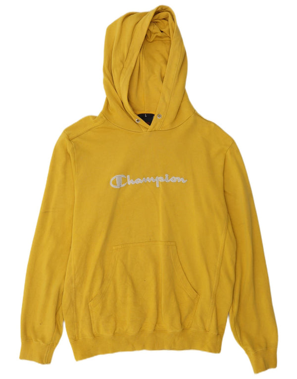 Jumper masculino com capuz gráfico Champion grande algodão amarelo