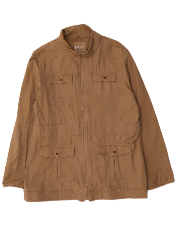 Jaqueta utilitária masculina Paco UK 40 grande algodão marrom