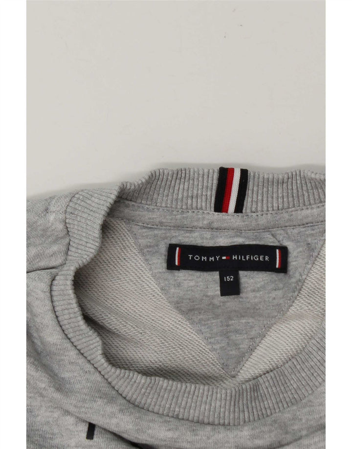 Tommy Hilfiger Meninos moletom gráfico jumper 12-13 anos cinza manchado