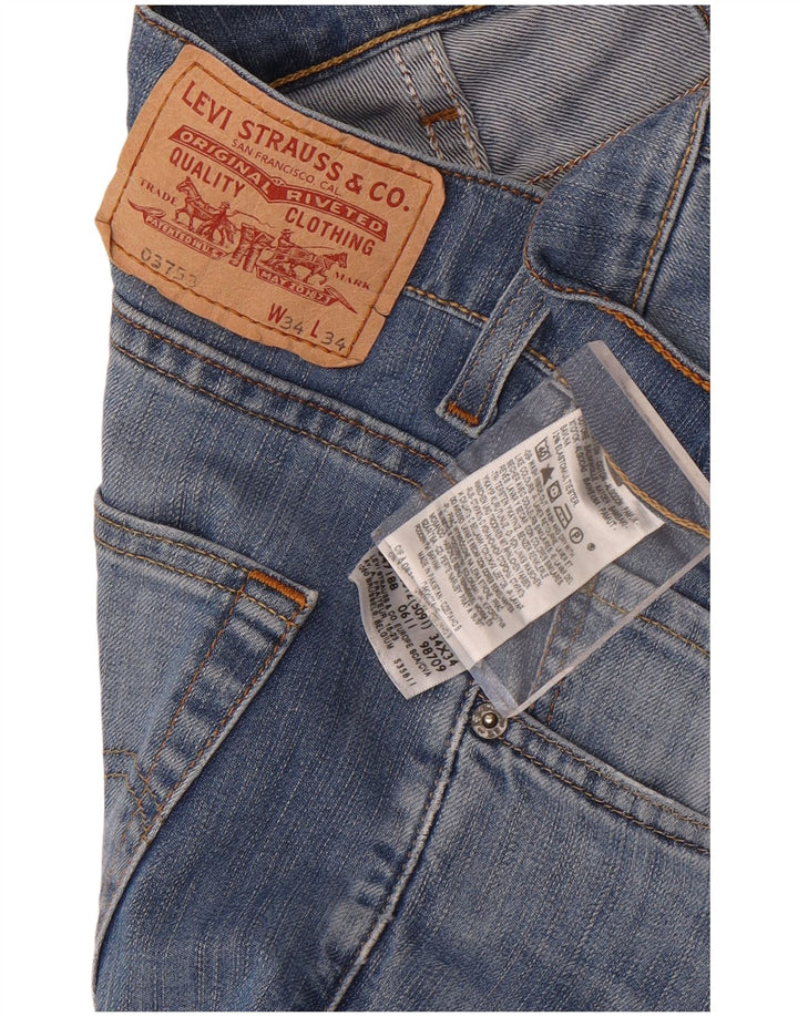 Jeans retos masculinos Levi's W34 L28 algodão azul