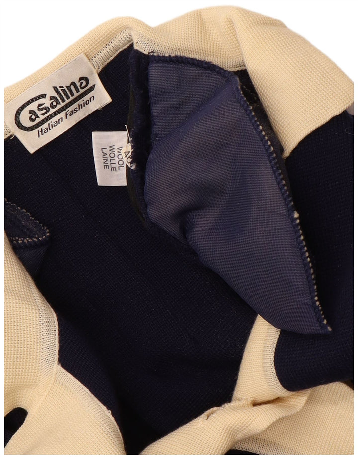 Suéter cardigã feminino vintage com palangre grande IT 46 azul marinho grande