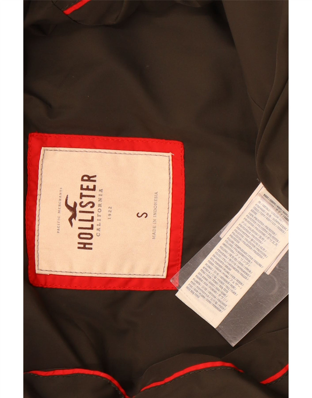 Jaqueta acolchoada com capuz feminina Hollister UK 10 poliéster cáqui pequeno