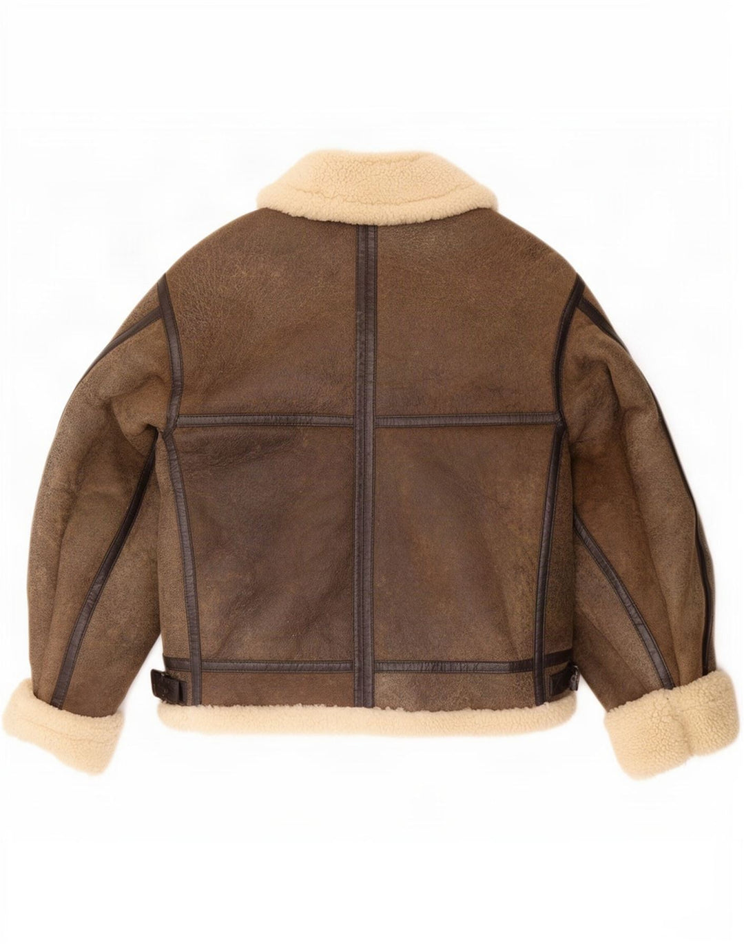 Jaqueta masculina Wallace Sacks Shearling UK 40 grande couro cinza
