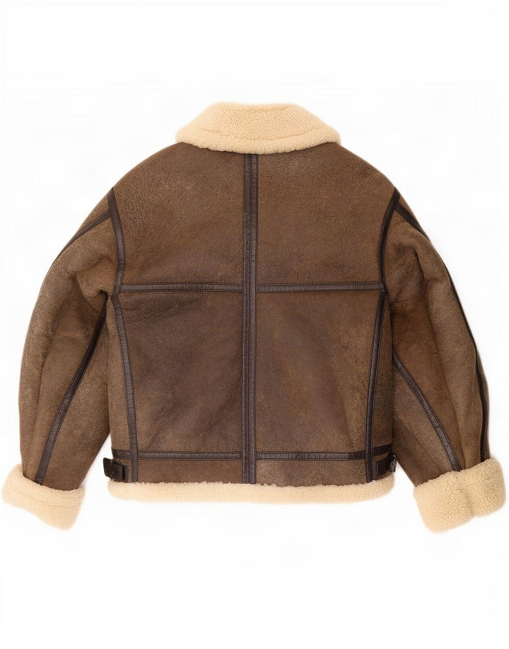 Jaqueta masculina Wallace Sacks Shearling UK 40 grande couro cinza