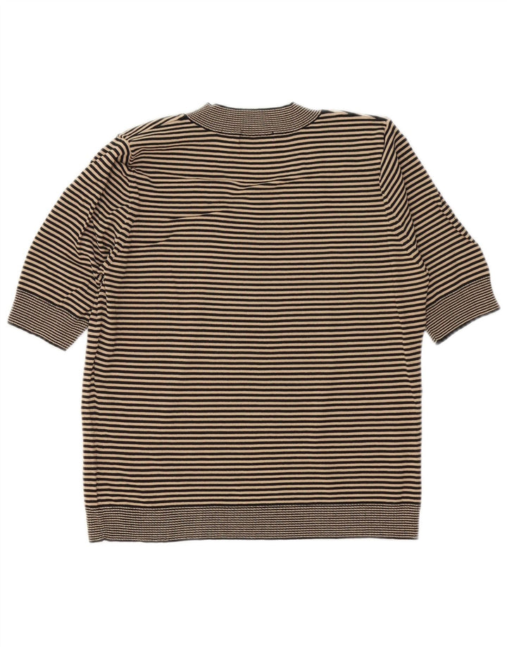 Camiseta feminina Marks & Spencer UK 14 média preta listrada viscose