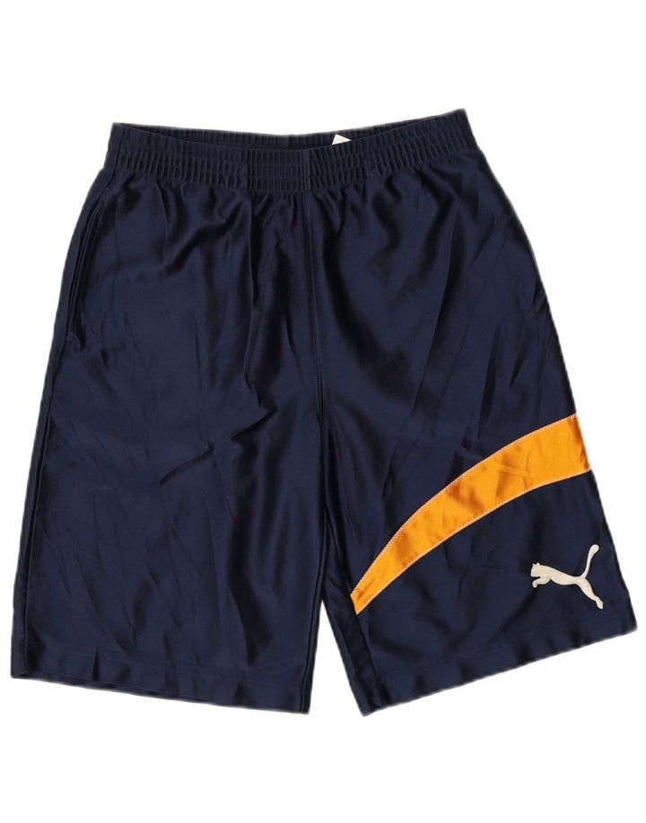 Shorts esportivos gráficos Puma Boys 9-10 anos médio azul marinho colorblock