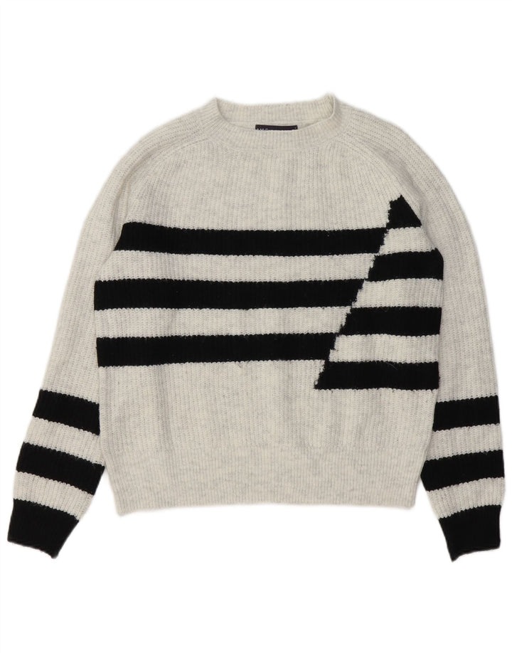 Suéter feminino Marks & Spencer com gola redonda e listrado cinza pequeno Reino Unido 10