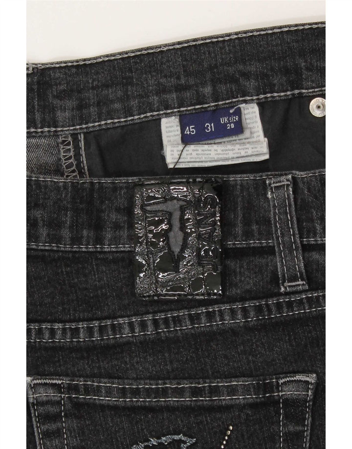 Jeans retos femininos Trussardi W29 L31 algodão cinza