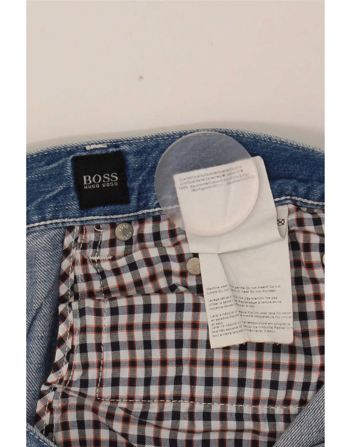 Hugo Boss Mens Straight Jeans W38 L34 Azul Algodão
