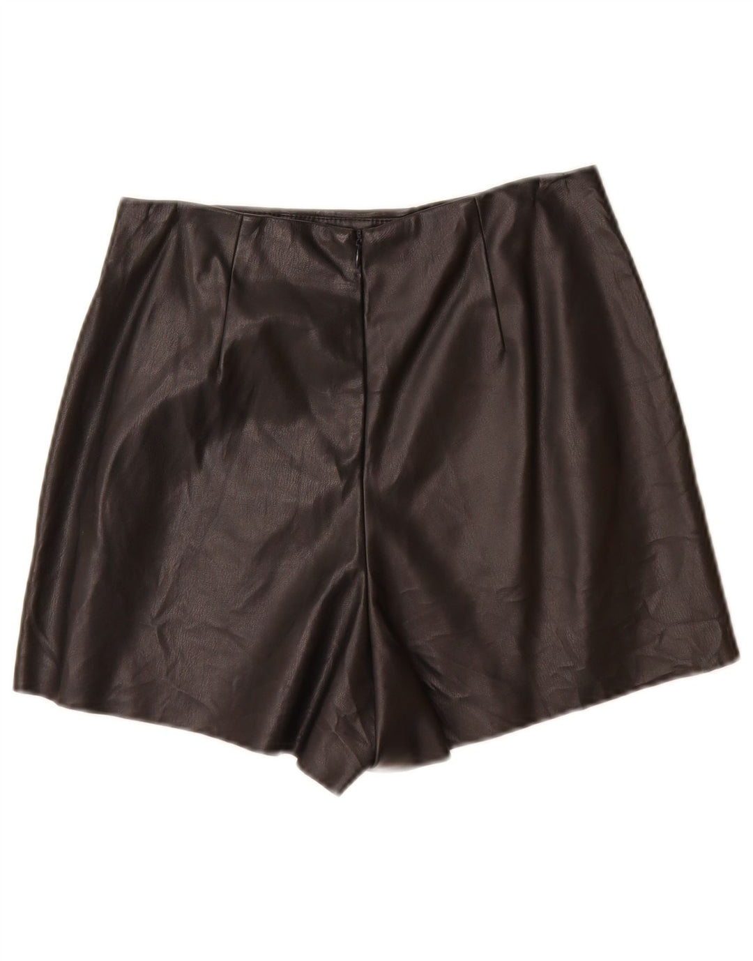 Shorts casuais femininos de couro sintético ZARA pequenos W26 poliuretano preto