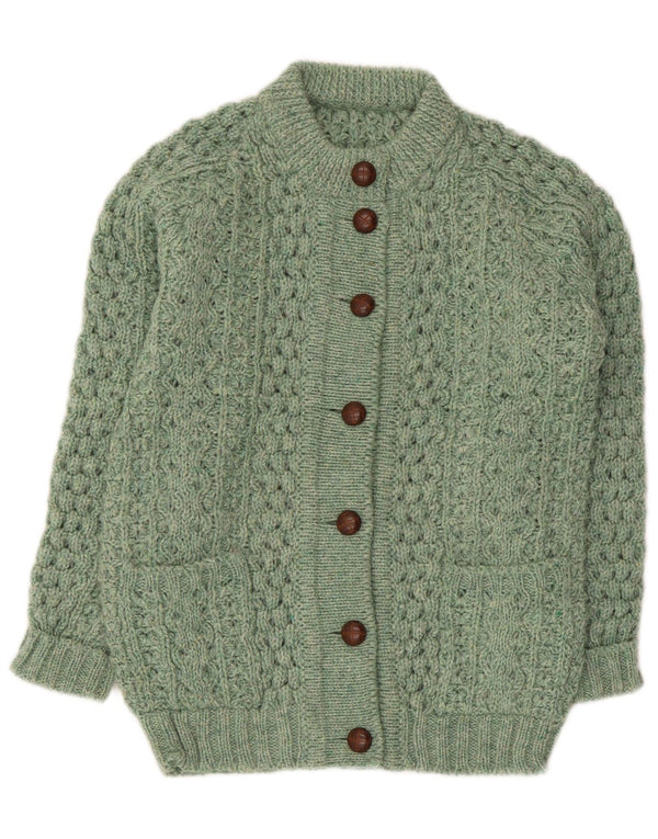 Suéter Cardigan Feminino Vintage Reino Unido 14 Verde Médio