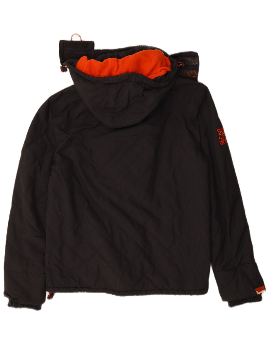 Jaqueta corta-vento com capuz feminino Superdry UK 16 grande poliéster cinza