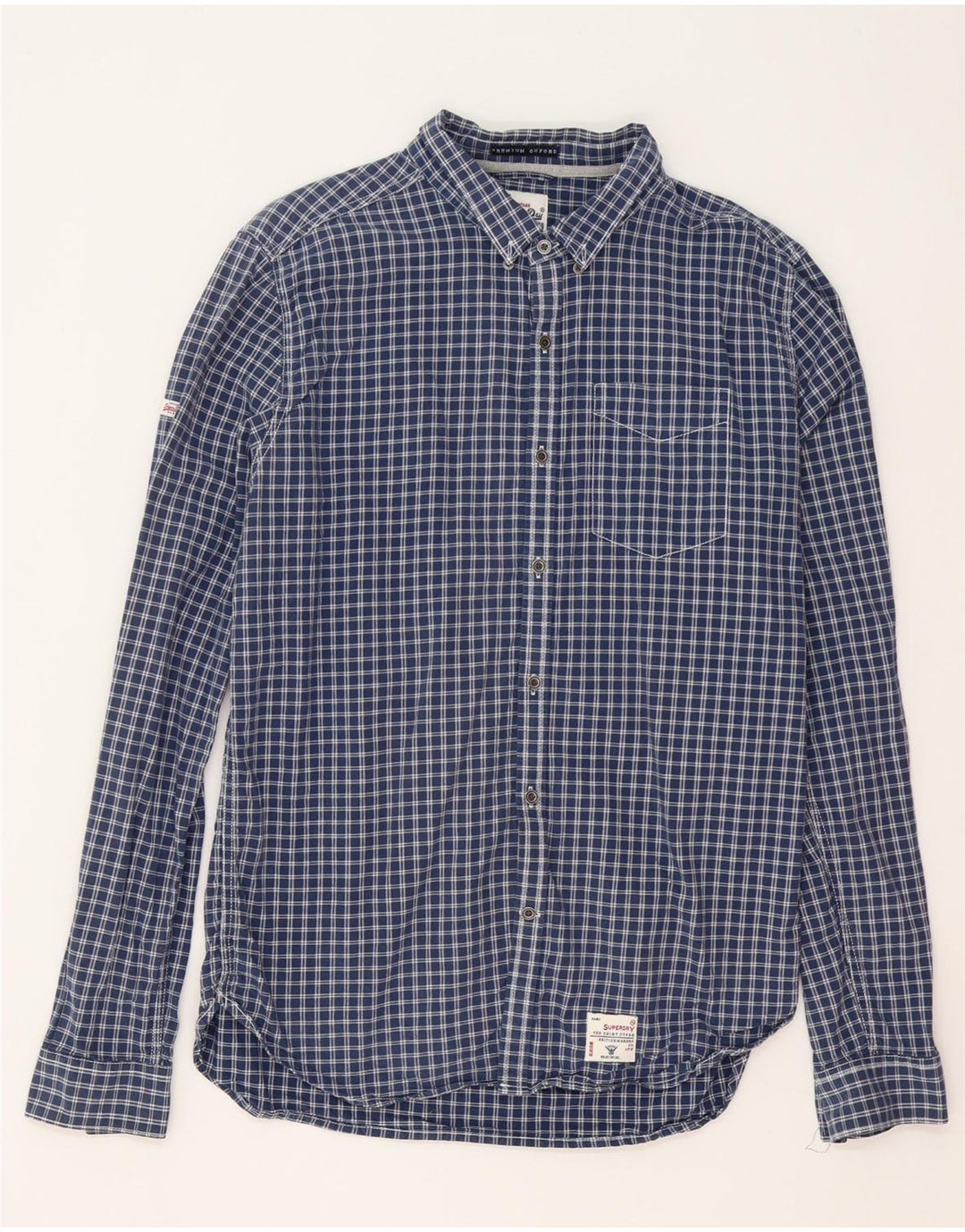 Camisa masculina Superdry XL azul marinho algodão guingão