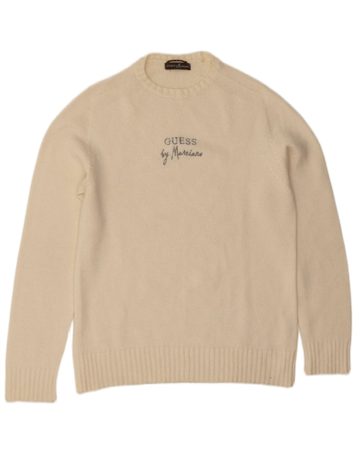 Guess By Marciano Suéter masculino com gola redonda, médio off white