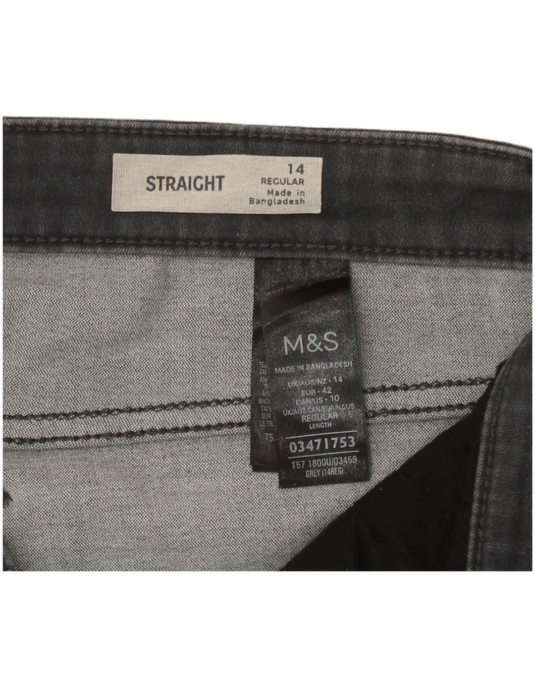 Jeans Marks & Spencer Regular Straight Feminino Reino Unido 14 Grande W32 L30 Cinza
