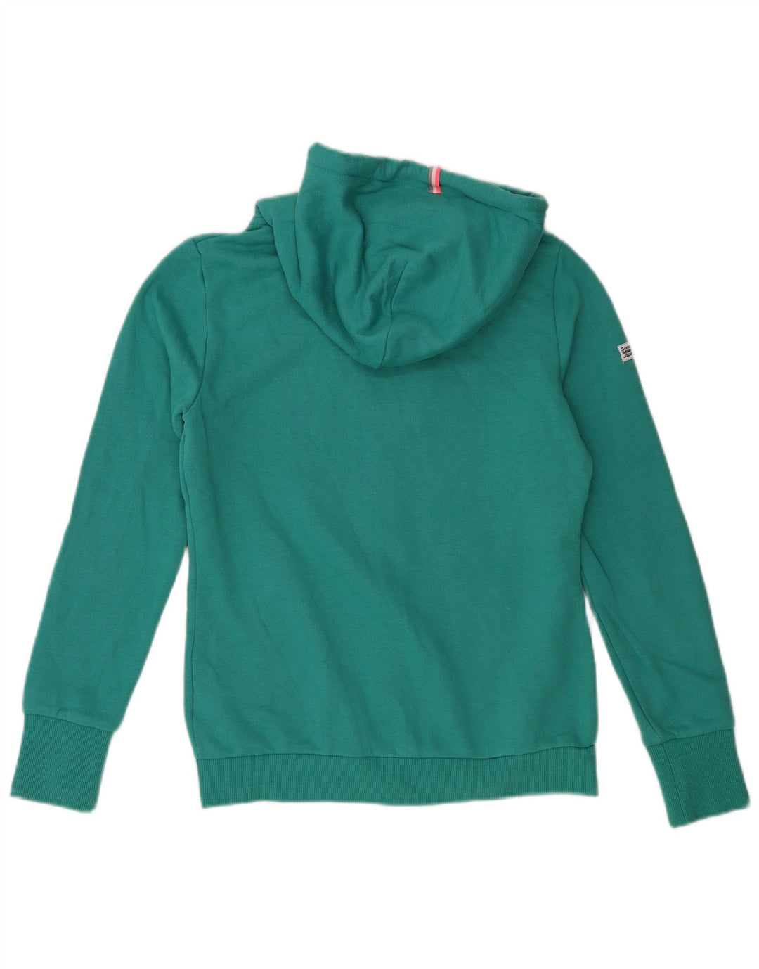 Suéter feminino com capuz e zíper SUPERDRY Reino Unido 12 algodão verde médio