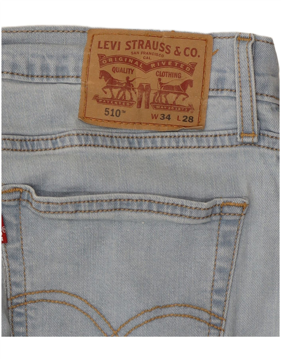 LEVI'S Masculino 510 Calça Jeans Skinny Cropped W34 L25 Azul Algodão