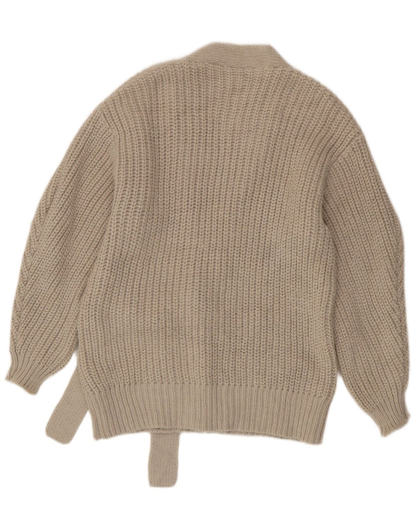 Zara Suéter Cardigan Oversized Feminino Reino Unido 10 Acrílico Bege Pequeno