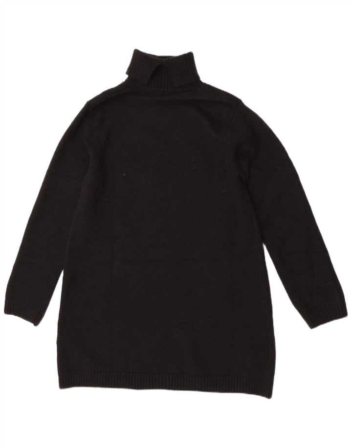 Suéter feminino Zara Longline com gola redonda Reino Unido 14 poliéster preto médio