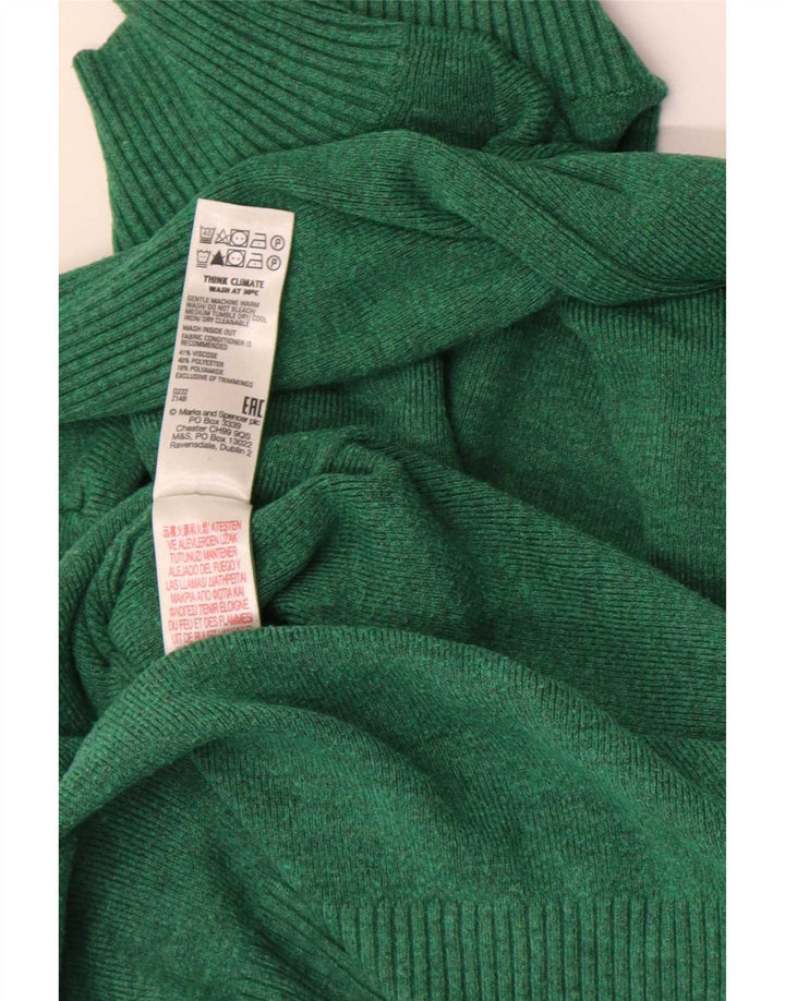 Suéter feminino Marks & Spencer com gola tartaruga Reino Unido 14 verde médio