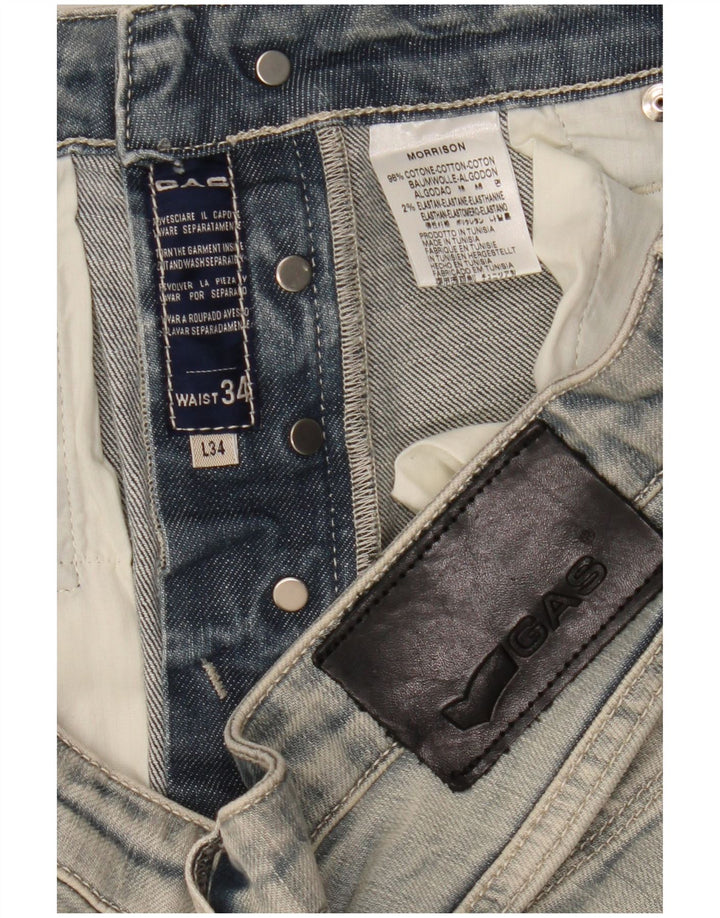 Gas Mens Morrison Slim Jeans W34 L34 Azul Algodão