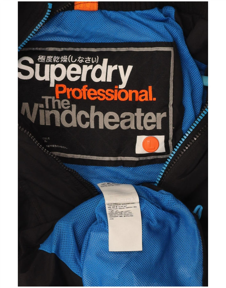 Jaqueta de chuva masculina SUPERDRY The Windcheater UK 40 grande nylon preto