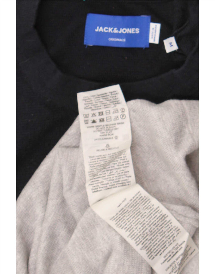 Suéter masculino Jack & Jones com gola redonda e algodão colorblock cinza médio