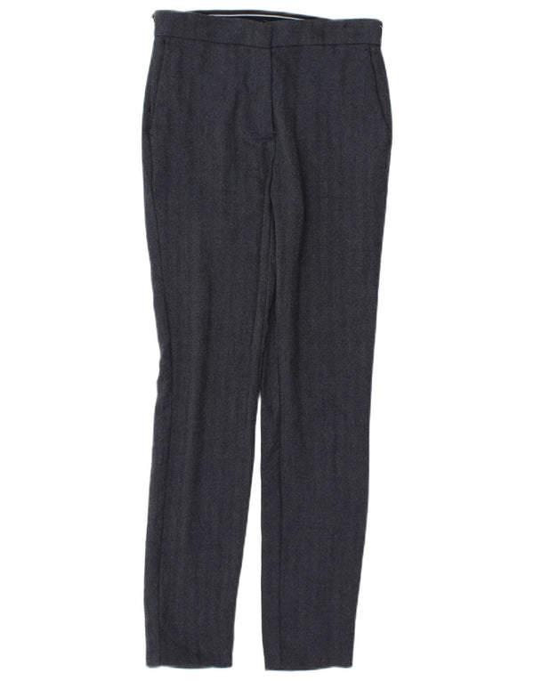 Zara Calça Chino Feminina Slim XS W24 L28 Azul Marinho Espinha de Peixe