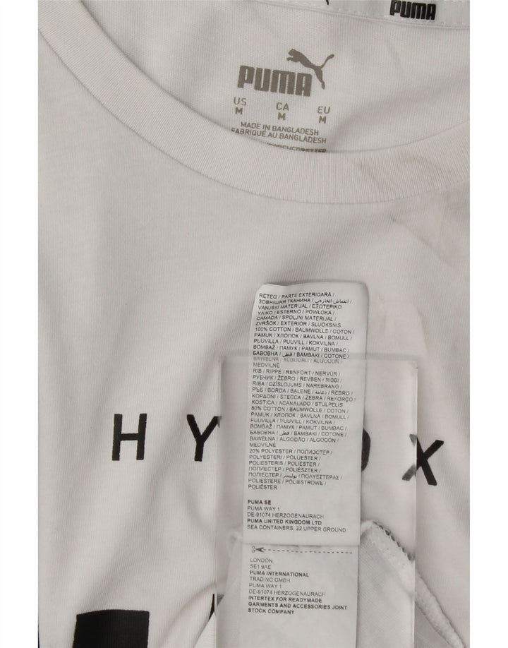 Puma Mens Graphic T-Shirt Top Médio Algodão Branco