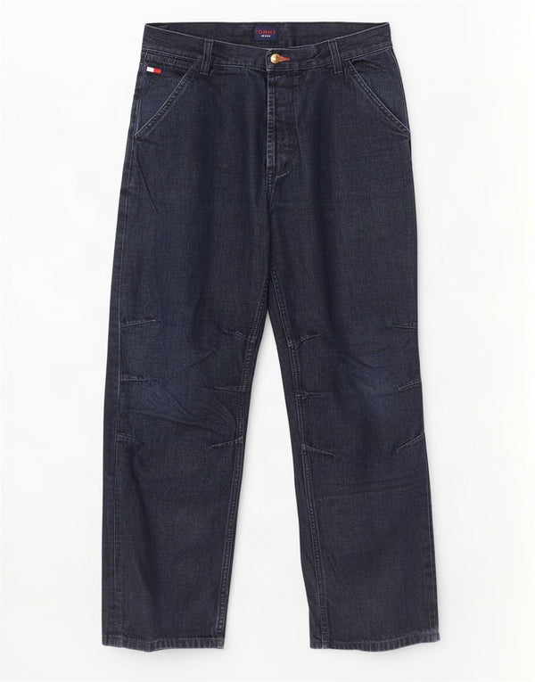 Jeans retos masculinos Tommy Hilfiger W32 L32 algodão azul marinho