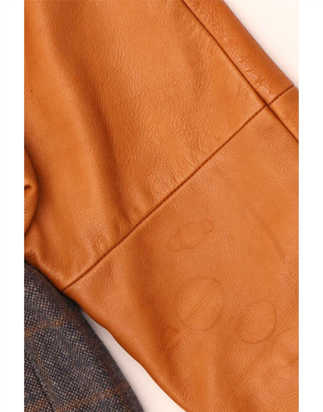 Jaqueta bomber masculina de couro Nudie Jeans Reino Unido 38 lã colorblock azul médio