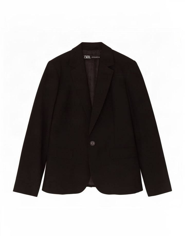 Jaqueta blazer feminina Zara com 1 botão EU 36 XS preto poliéster
