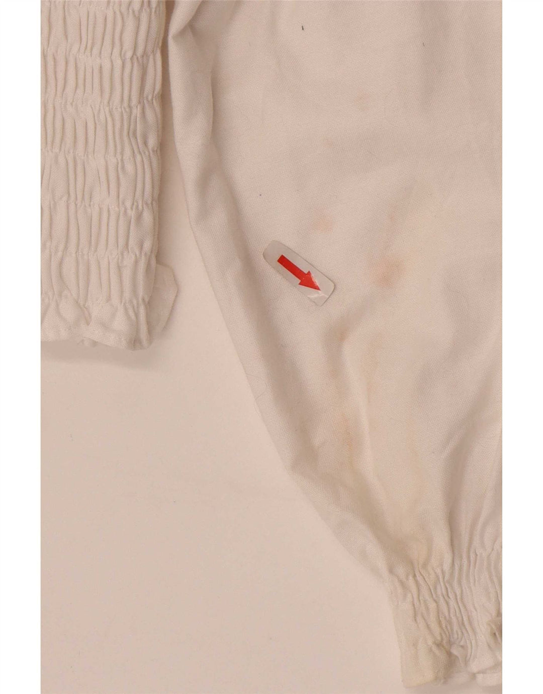 Zara Top feminino de manga comprida com ombro de fora UK 12 médio branco