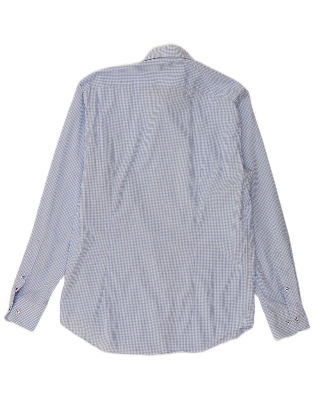 Tommy Hilfiger camisa masculina sob medida tamanho 40 15 3/4 médio azul guingão