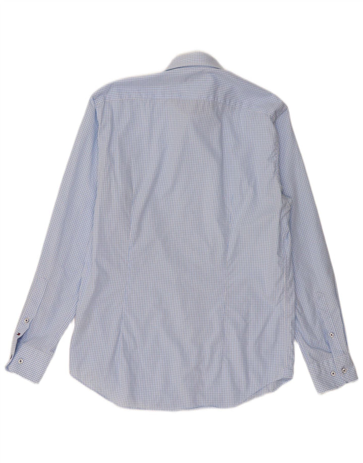 Tommy Hilfiger camisa masculina sob medida tamanho 40 15 3/4 médio azul guingão