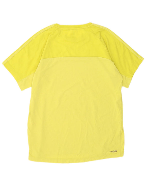 Adidas Mens Climalite Camiseta Top Médio Algodão Amarelo
