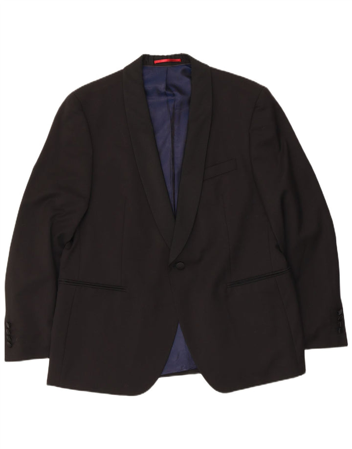 Jaqueta blazer masculina Pierre Cardin com 1 botão Reino Unido 40 grande lã virgem preta