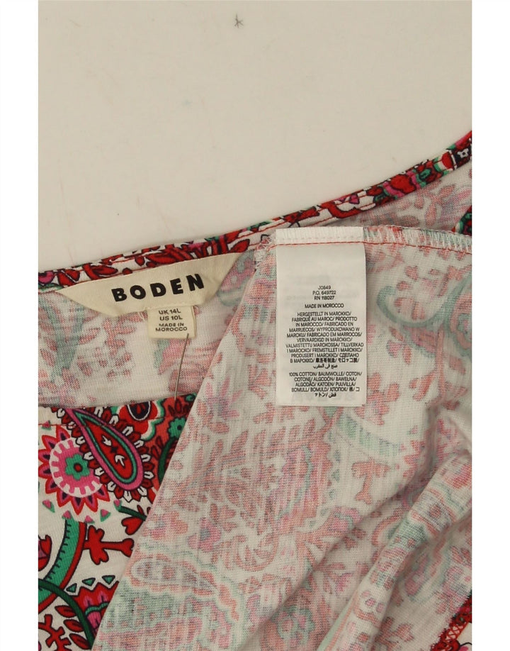 Vestido longo básico Boden feminino Reino Unido 14 grande algodão paisley vermelho