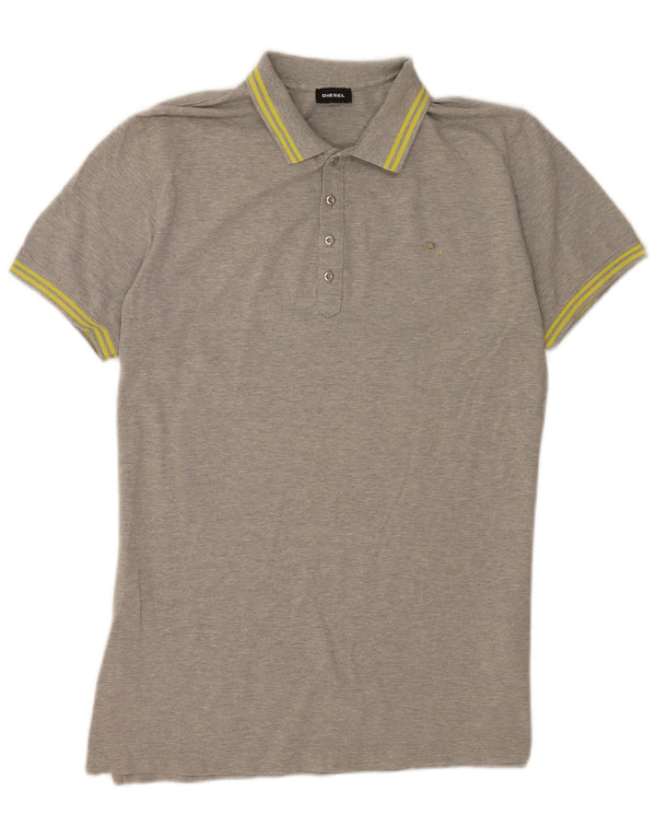 Camisa polo masculina Diesel XL algodão listrado cinza