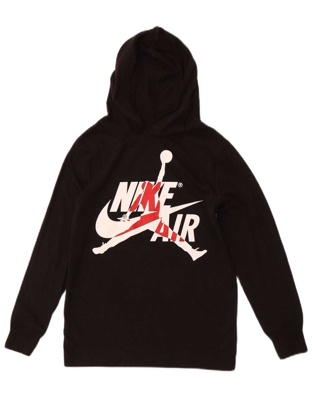 NIKE Meninos Graphic Hoodie Jumper 8-9 Anos Pequeno Algodão Preto