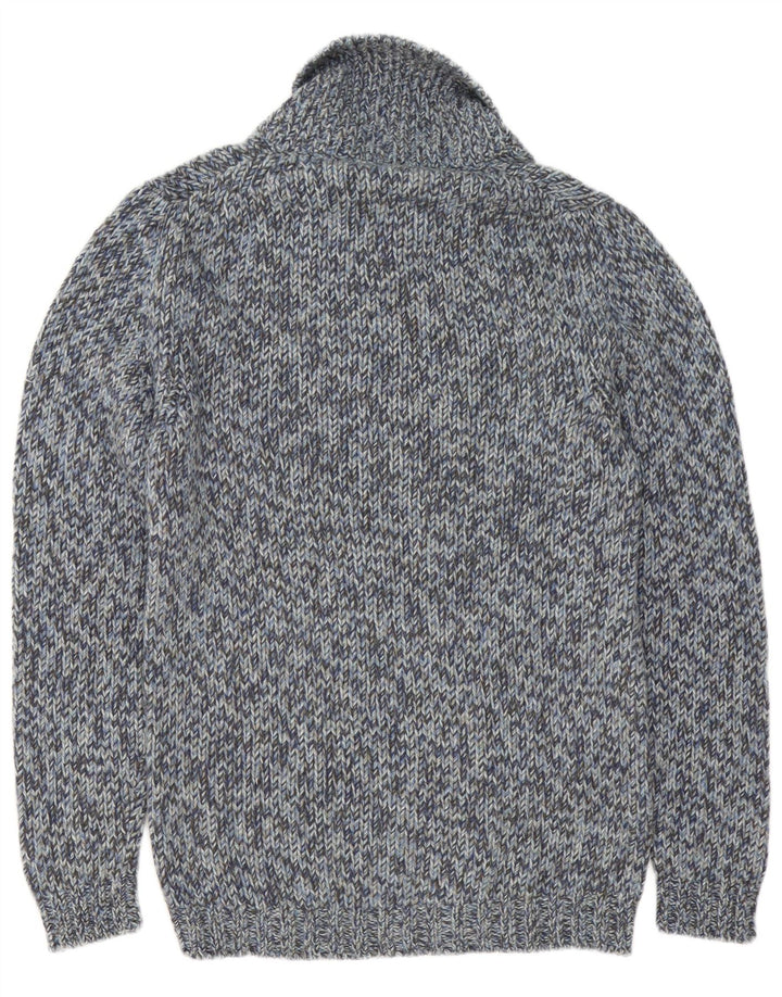 Suéter masculino Fred Perry com gola xale de lã manchada azul médio