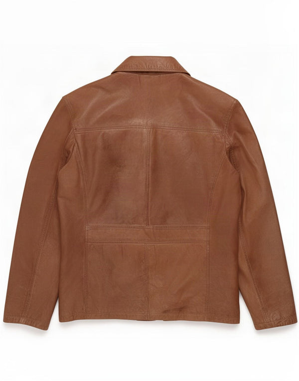 Jaqueta blazer masculina vintage de couro com 2 botões Reino Unido 40 grande marrom