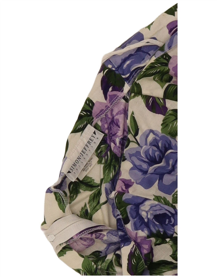 Vestido feminino Simon Jeffrey sem alças UK 16 grande floral multicolorido