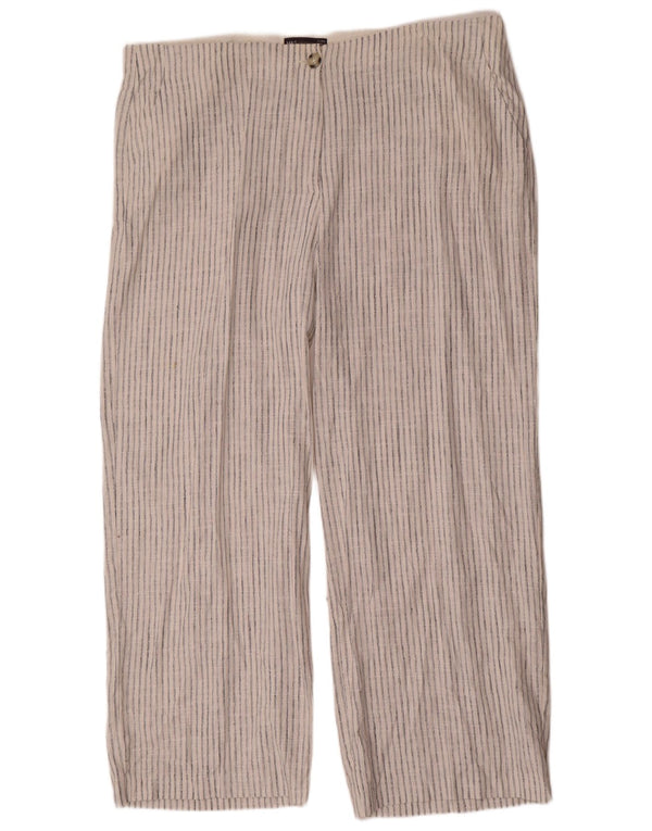 Calça chino feminina Marks & Spencer UK 22 3XL W44 L30 listrada branca