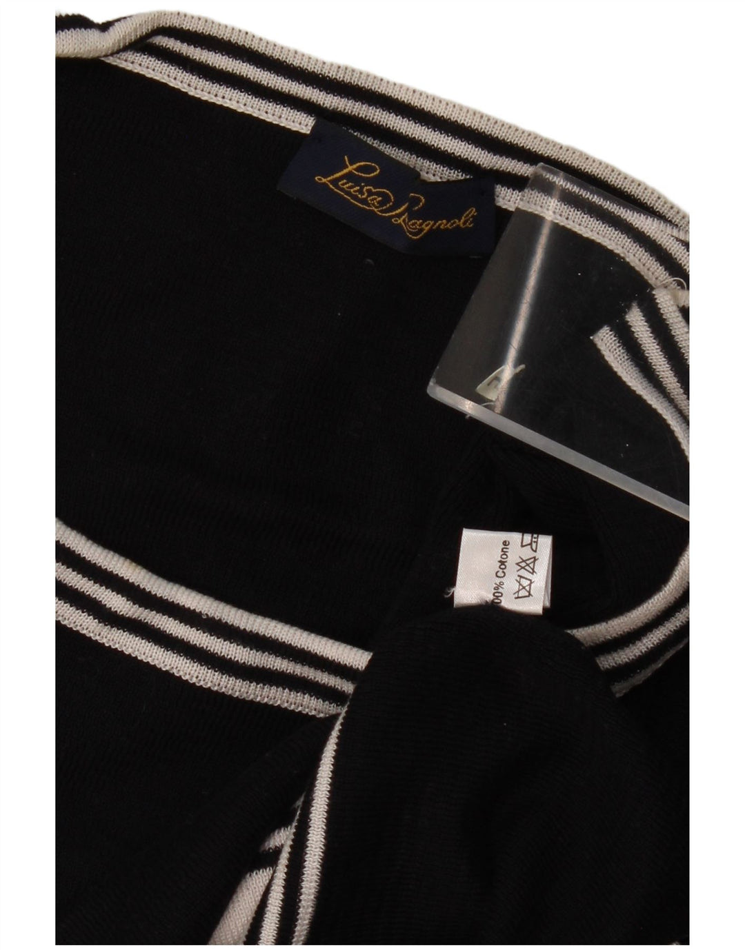 Suéter feminino LUISA SPAGNOLI com gola canoa e gola redonda Reino Unido 14 grande preto