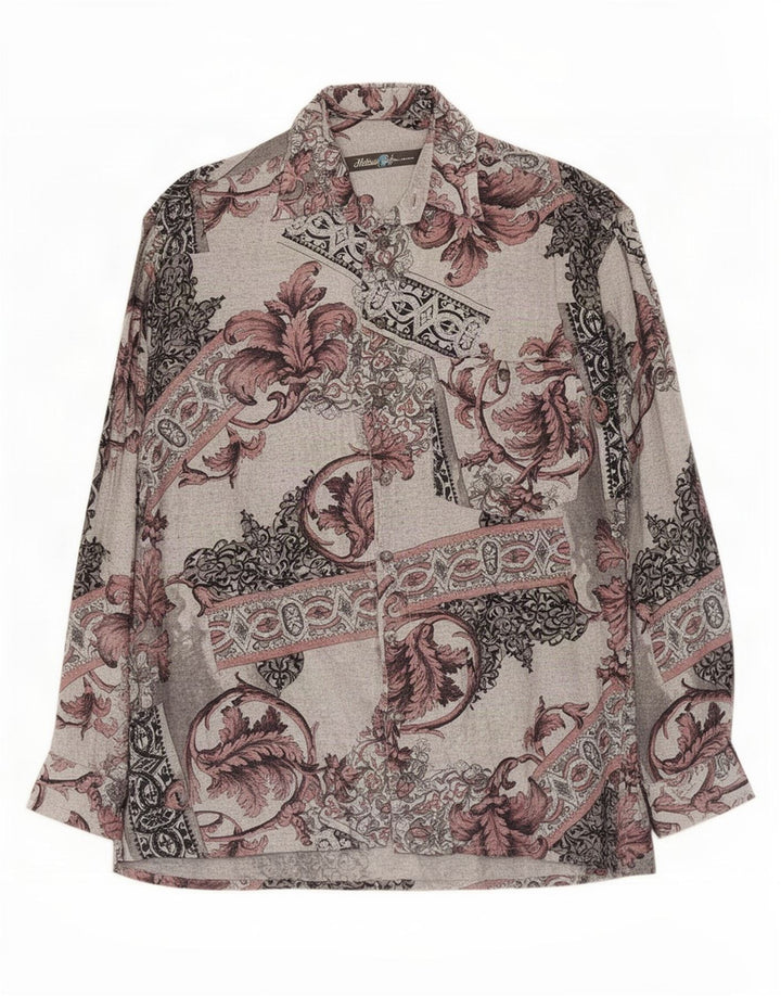 Camisa masculina Hatico com padrão abstrato viscose cinza médio