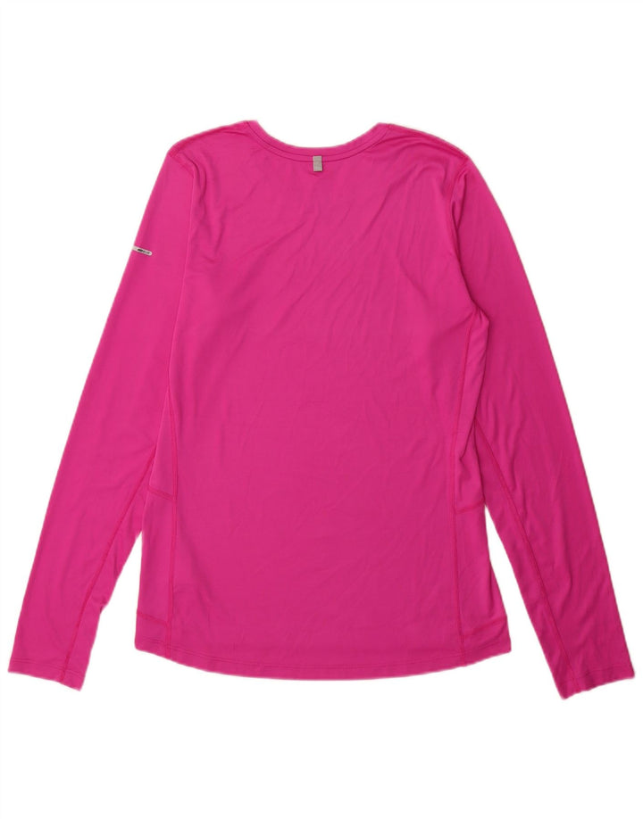 Nike Womens Dri Fit Top Manga Longa UK 14 Médio Rosa Poliéster