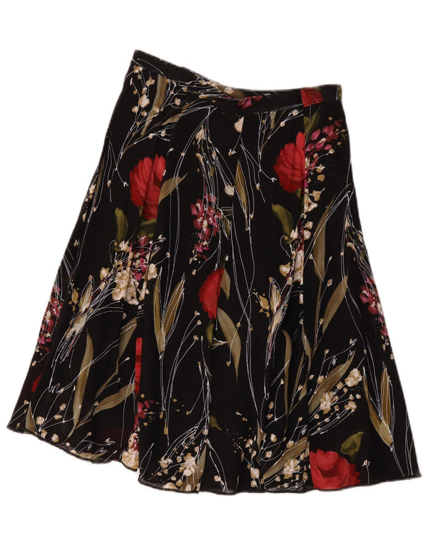 Saia feminina vintage linha A W26 pequena floral preta